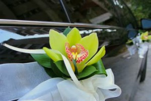 stock-footage-black-wedding-car-decorated-with-fresh-flowers