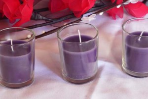 purple violet wax shot glass candle